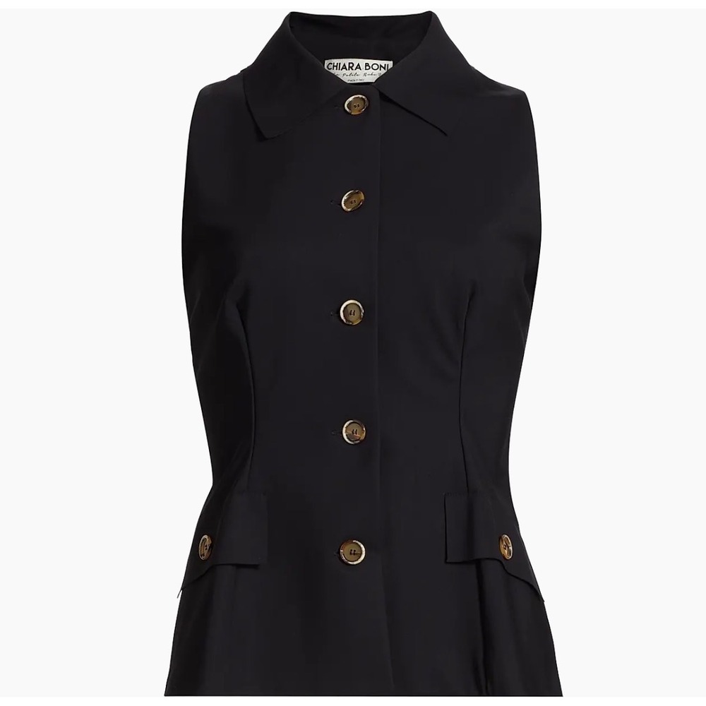 NWT Chiara Boni La Petite Robe Sumio Sleeveless Blazer Top in Black / Size 6